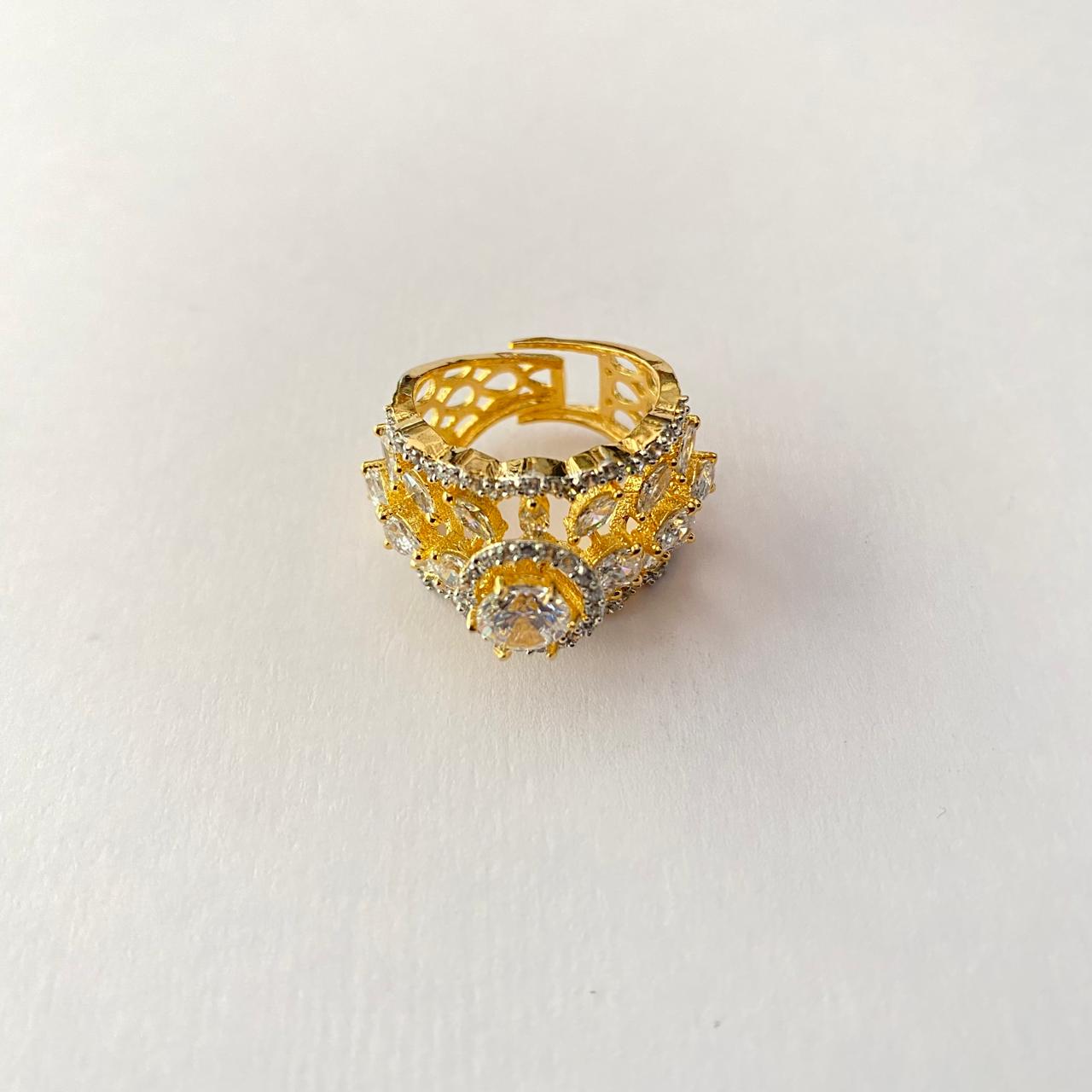 Cocktail Diamond Gold Plated Ring