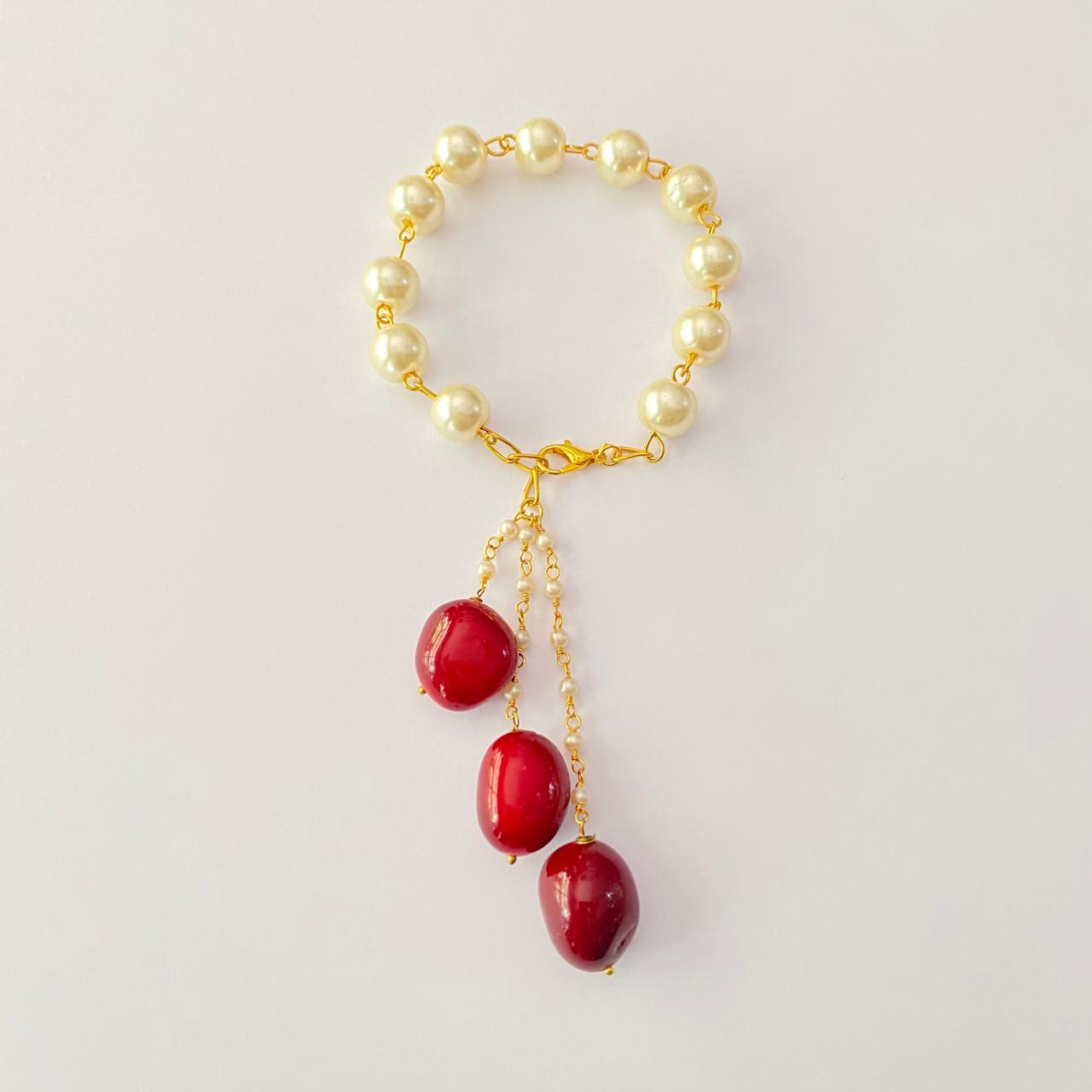 LUMBA RAKHI PEARL WITH RUBY DROP STONE FOR WOMEN