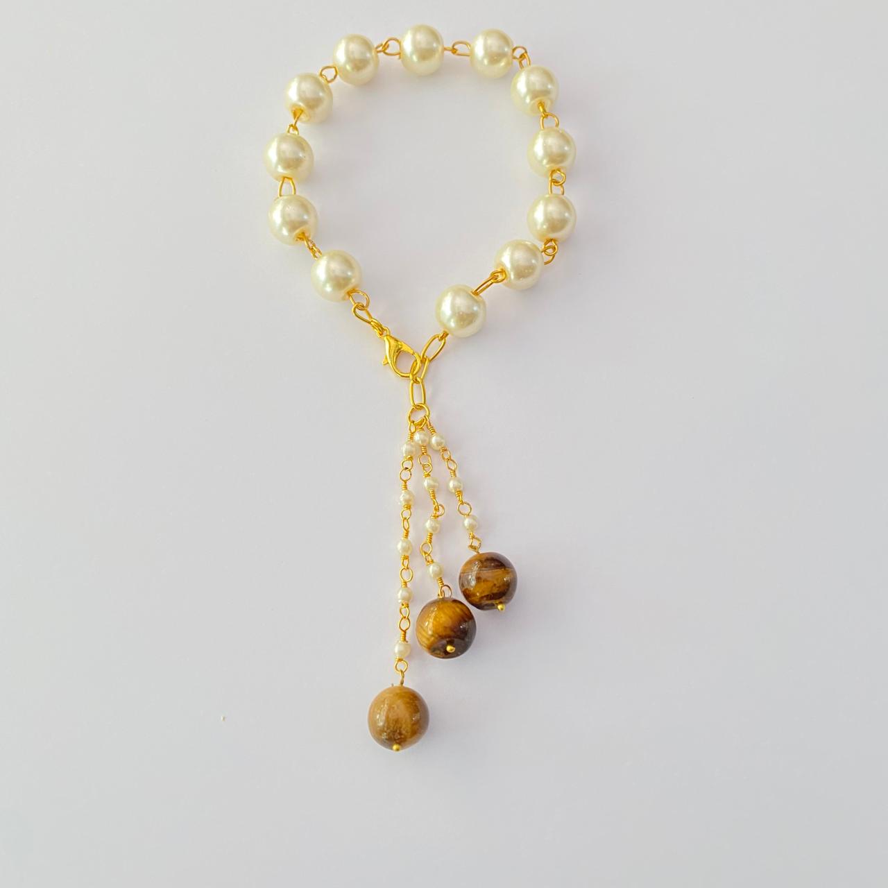 LUMBA RAKHI PEARL WITH BROWN STONE DROP FOR WOMEN