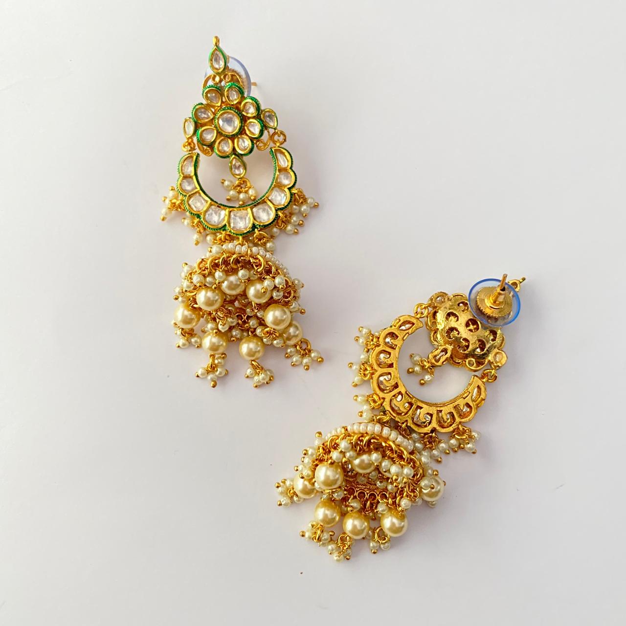 Kundan Gold Plated Chandbali Design with Jhumka Earring