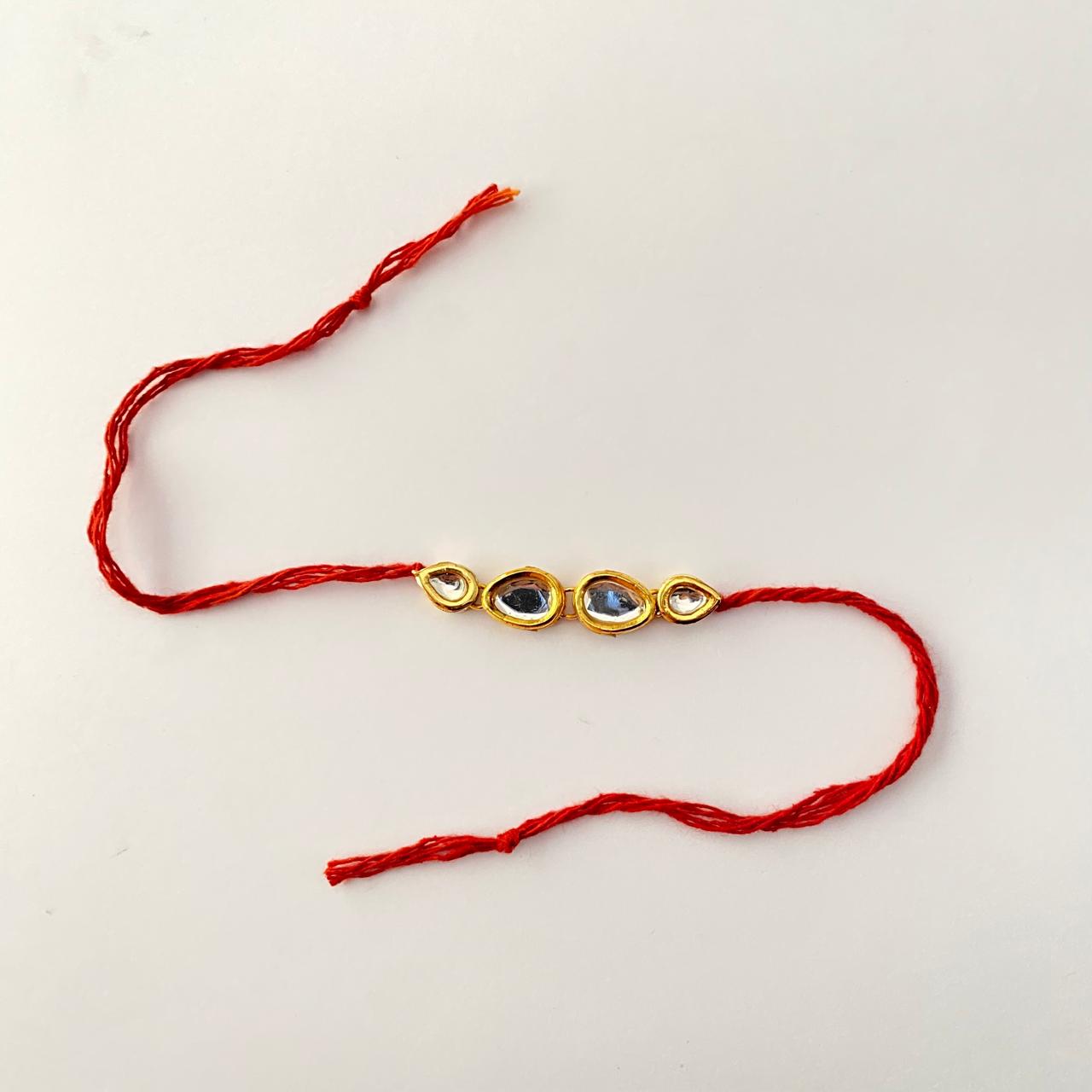 Oval Shaped and Teardrop Kundan Rakhi