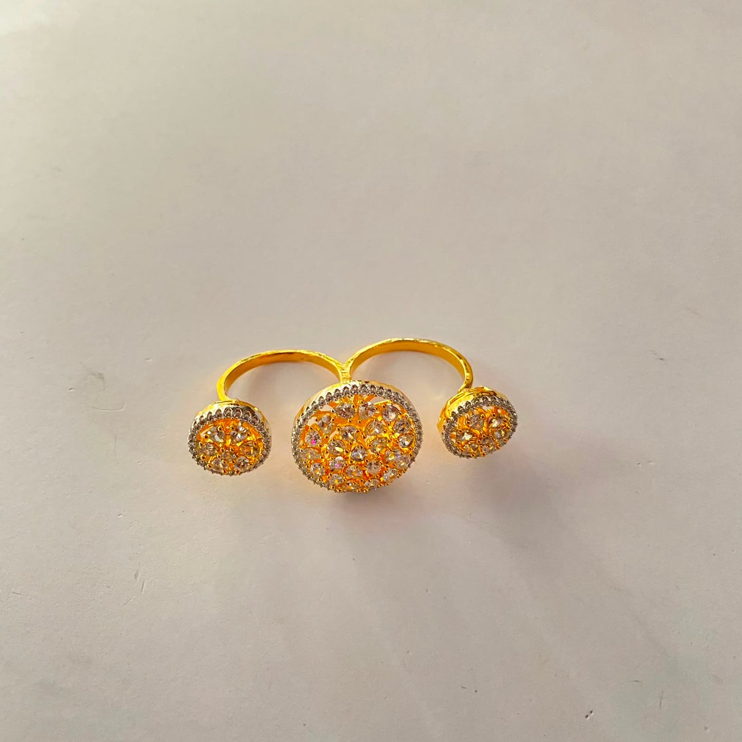 Gold Plated Double Finger Diamond Ring
