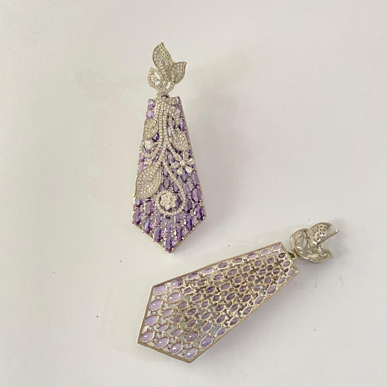 Ameythes Silver Plated Dimaond Dangler Earring
