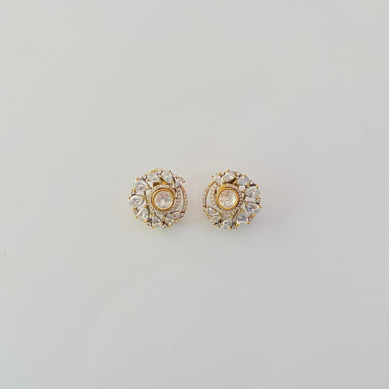 kundan studs with diamond latest design with back clip