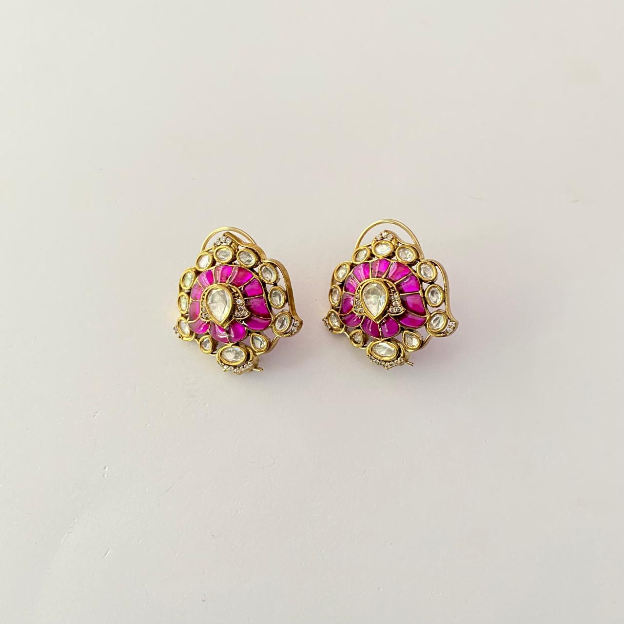 kundan studs latest design with back clip