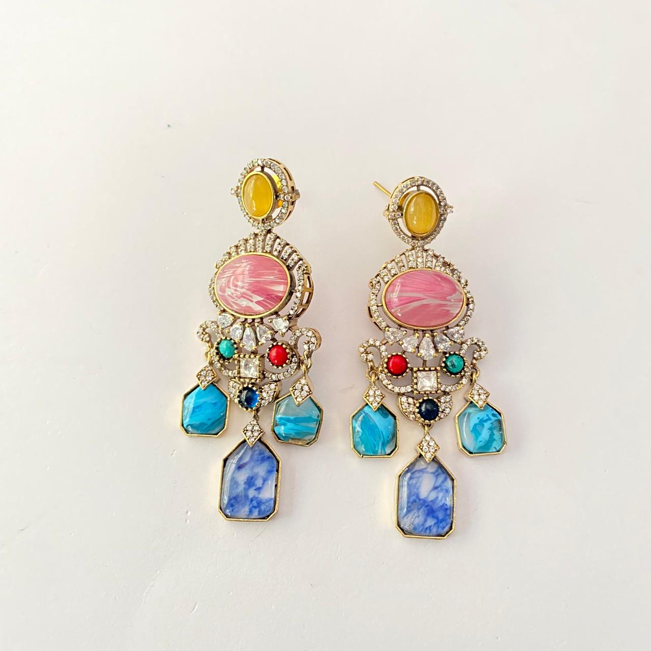 Multi colour Latest design with diamond earring
