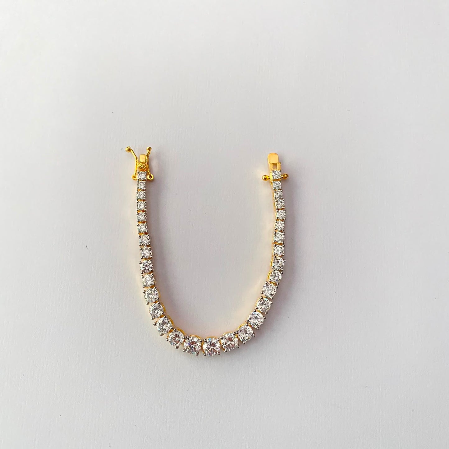 Gold Plated Single Stone Diamond Bracelet 2.4 and 2.6 Size Only