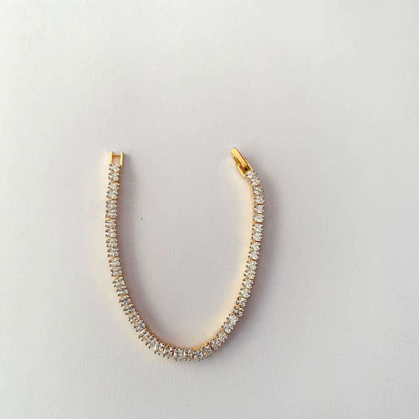 Sleek Diamond Gold Plated Tennis Bracelet (Size- 2.4/2.6)