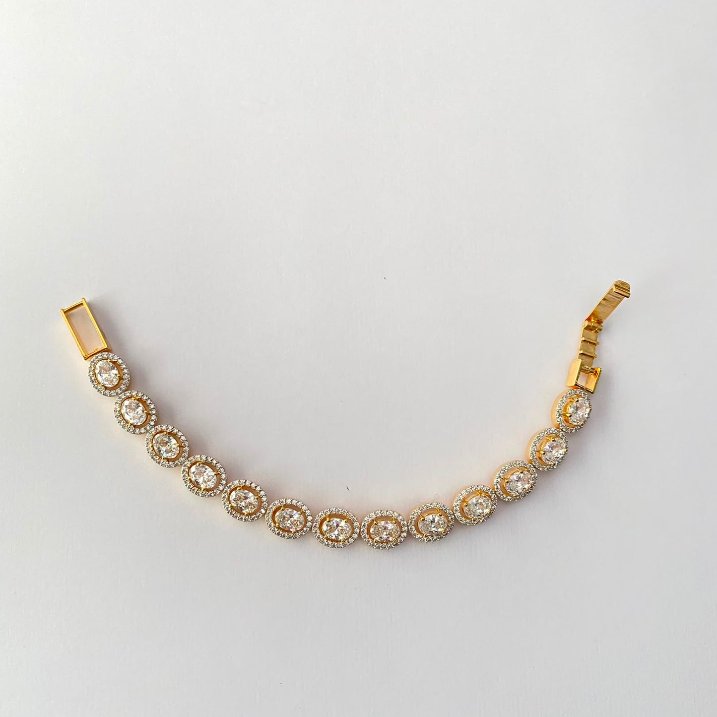 Oval Shape Gold Plated Tennis Bracelet (Size- 2.6/2.8)