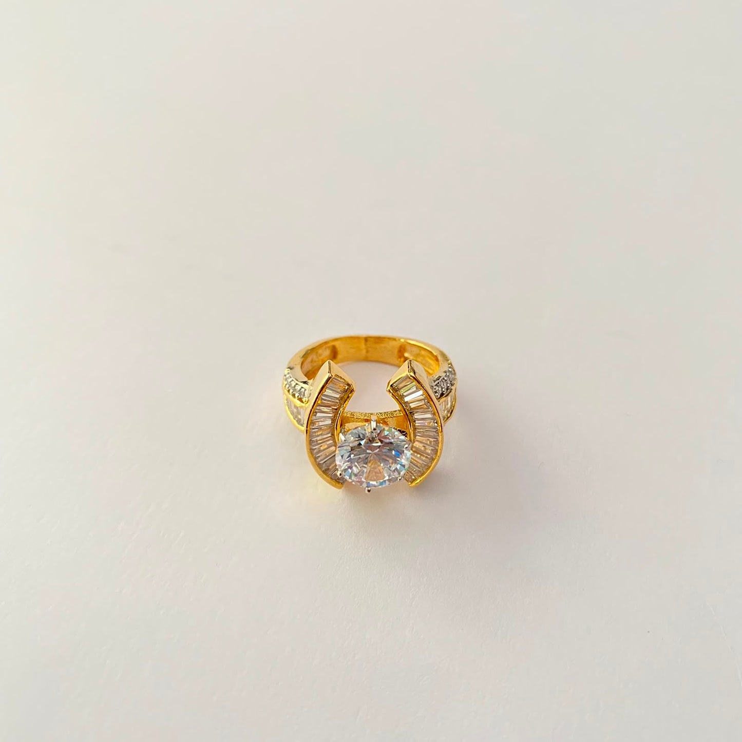 Single Solitaire Diamond Gold Plated Ring