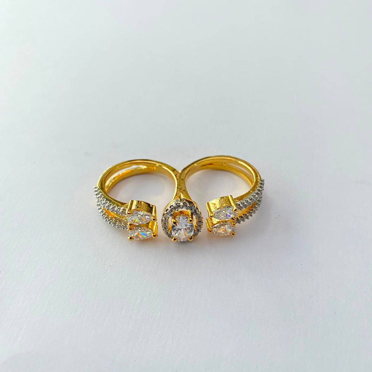 Double Finger Ring Gold Plated