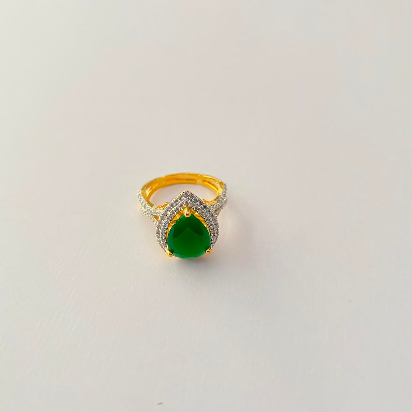 Green Diamond Gold Plated Ring