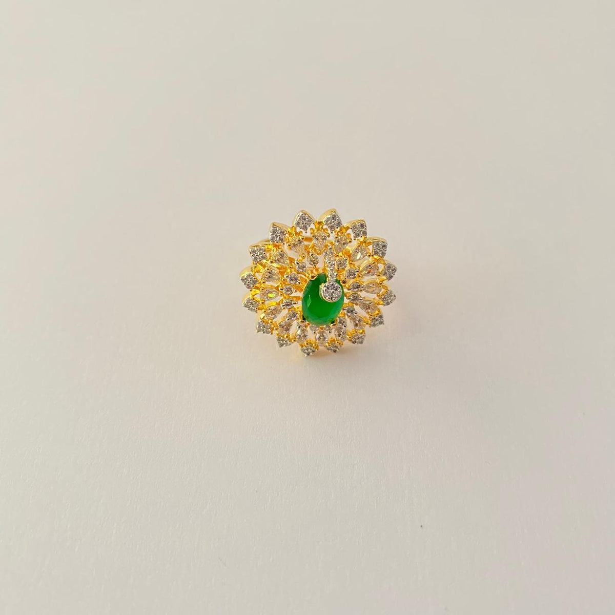 Diamond Green Gold Plated Ring