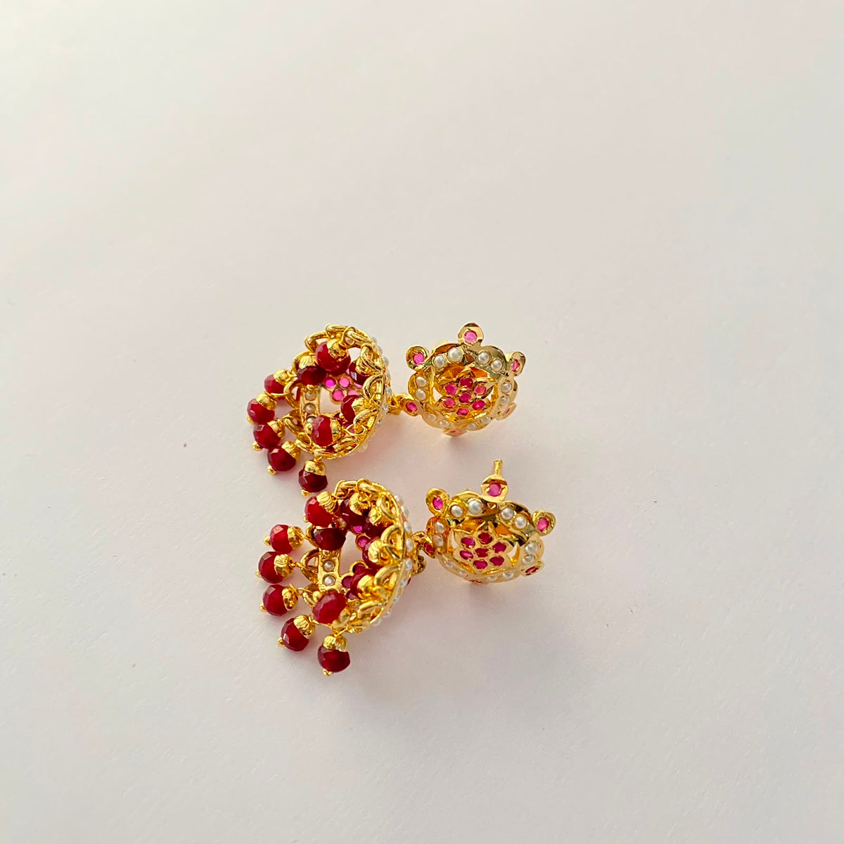 Gold Plated Ruby Small Jhumka