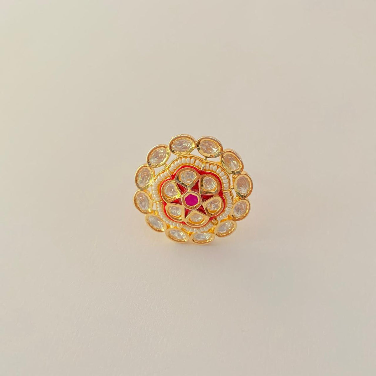 Moissanite Gold Plated Ruby Gold Plated Big Ring