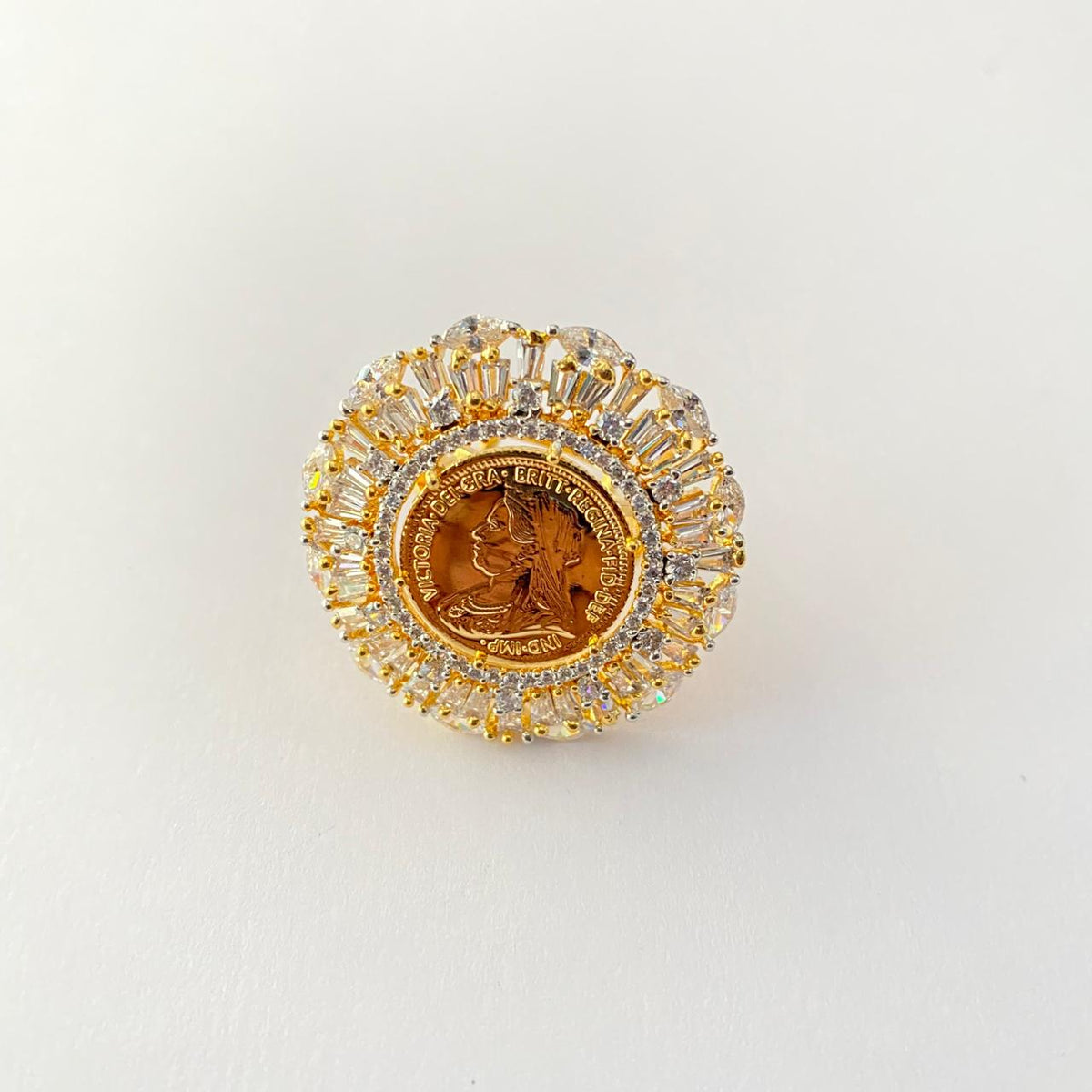 Gold Plated Diamond Big Gini Ring
