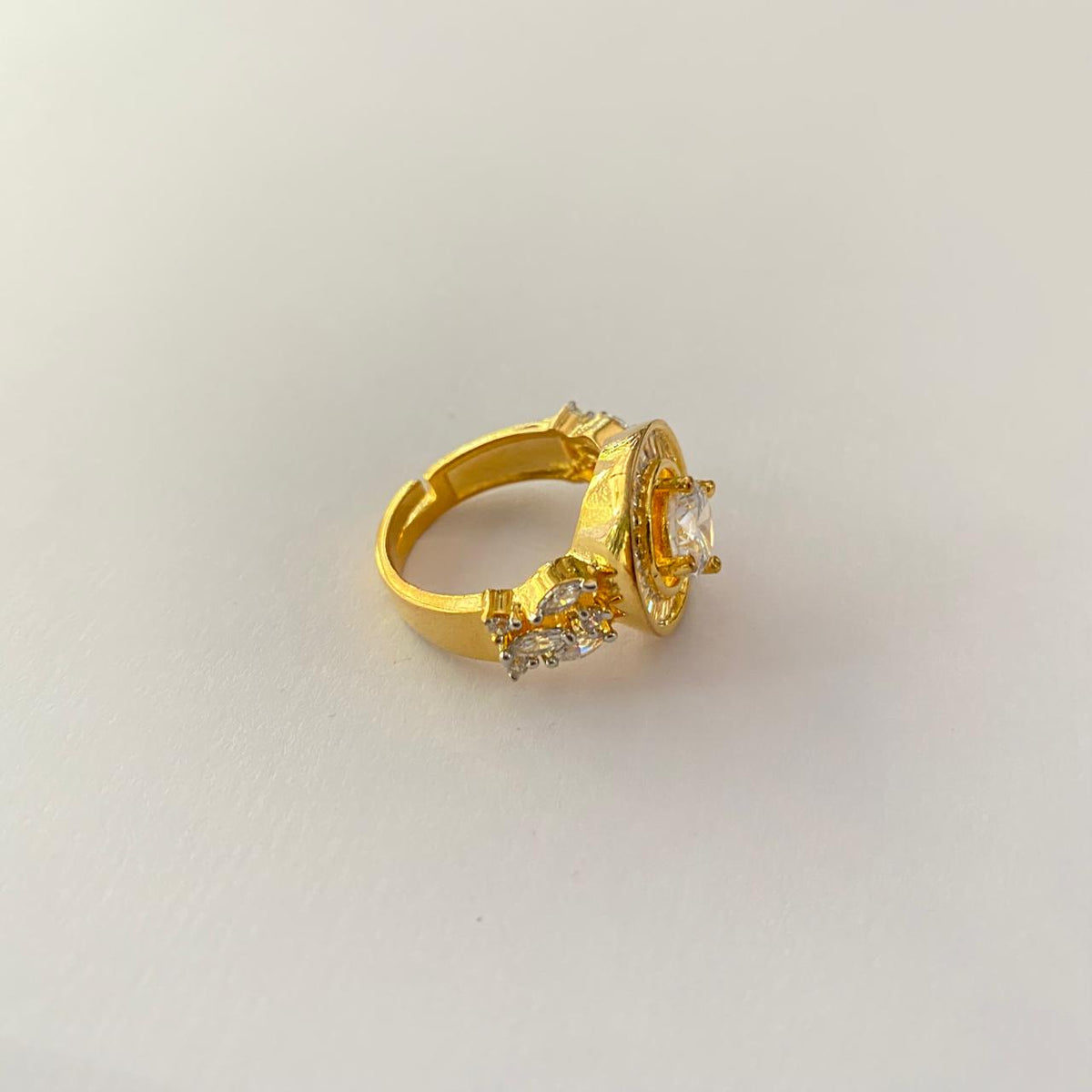 Single Stone Solitaire Gold Plated Ring