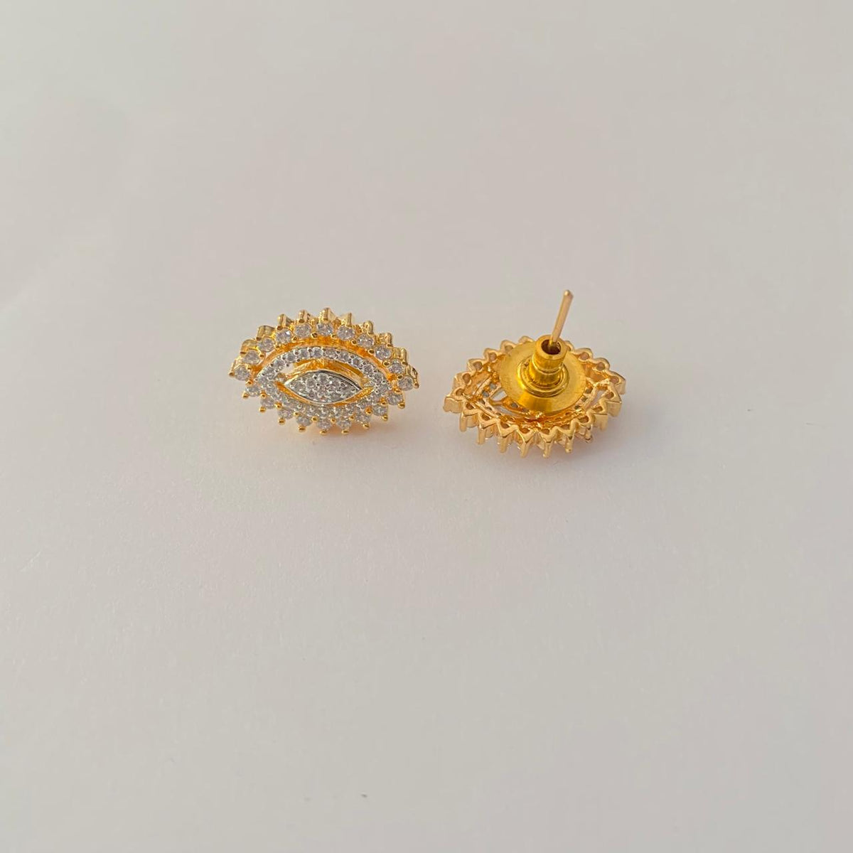 Diamond Gold-Plated Evil Eye Stud