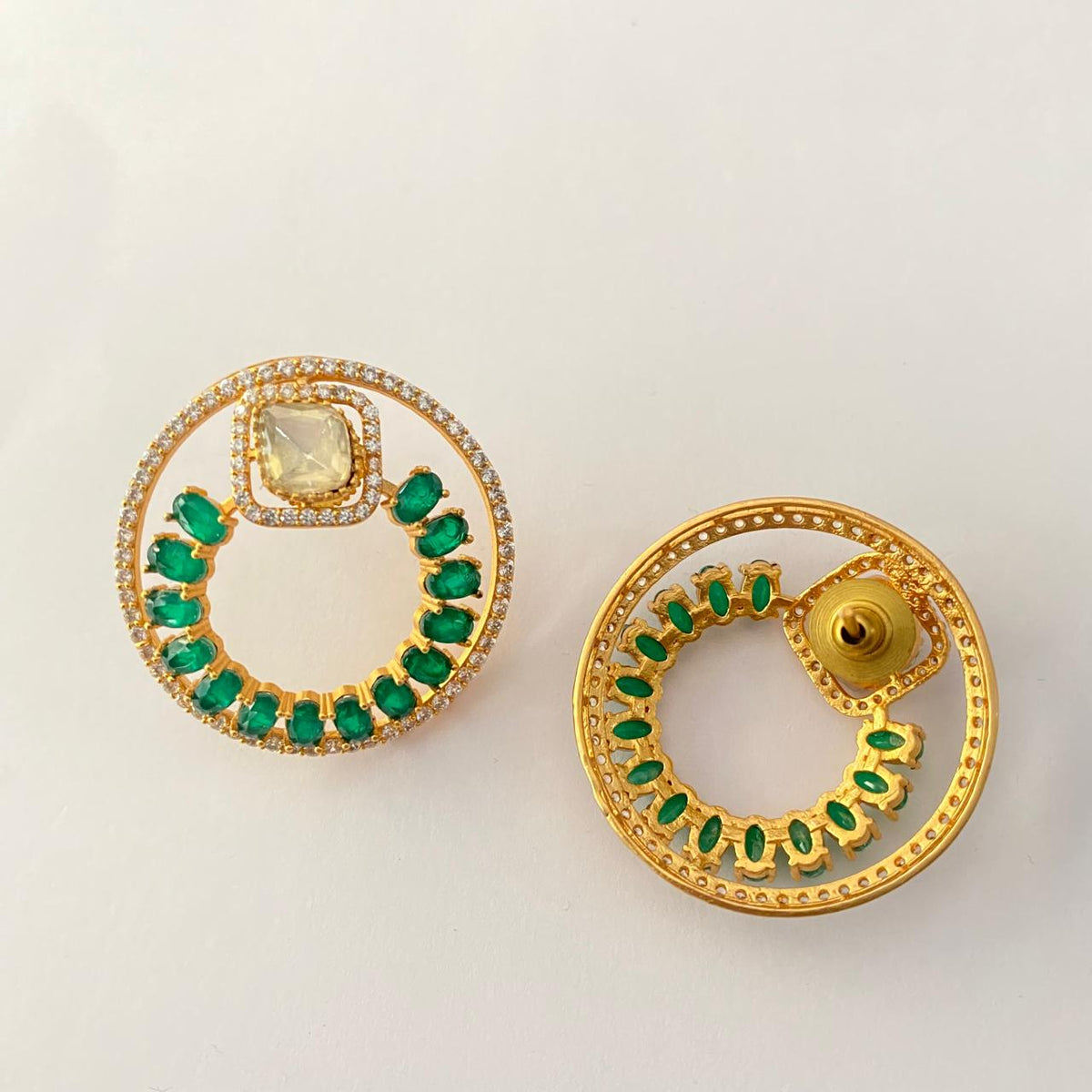 Antique Gold Plated Circular Fusion Style Stud