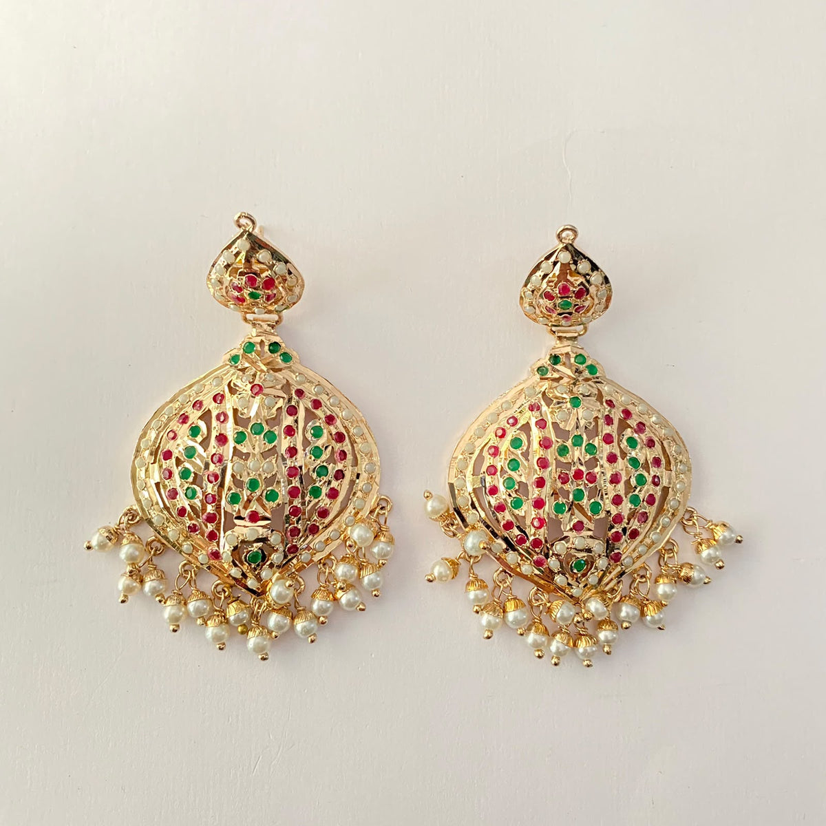 Jadau Ruby & Green Earring