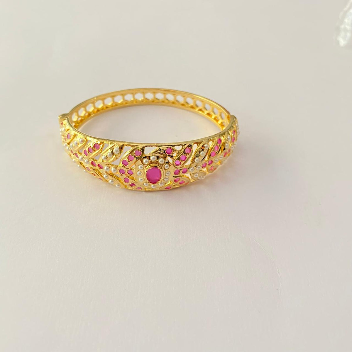 Jadau Ruby Gold Plated Bracelet