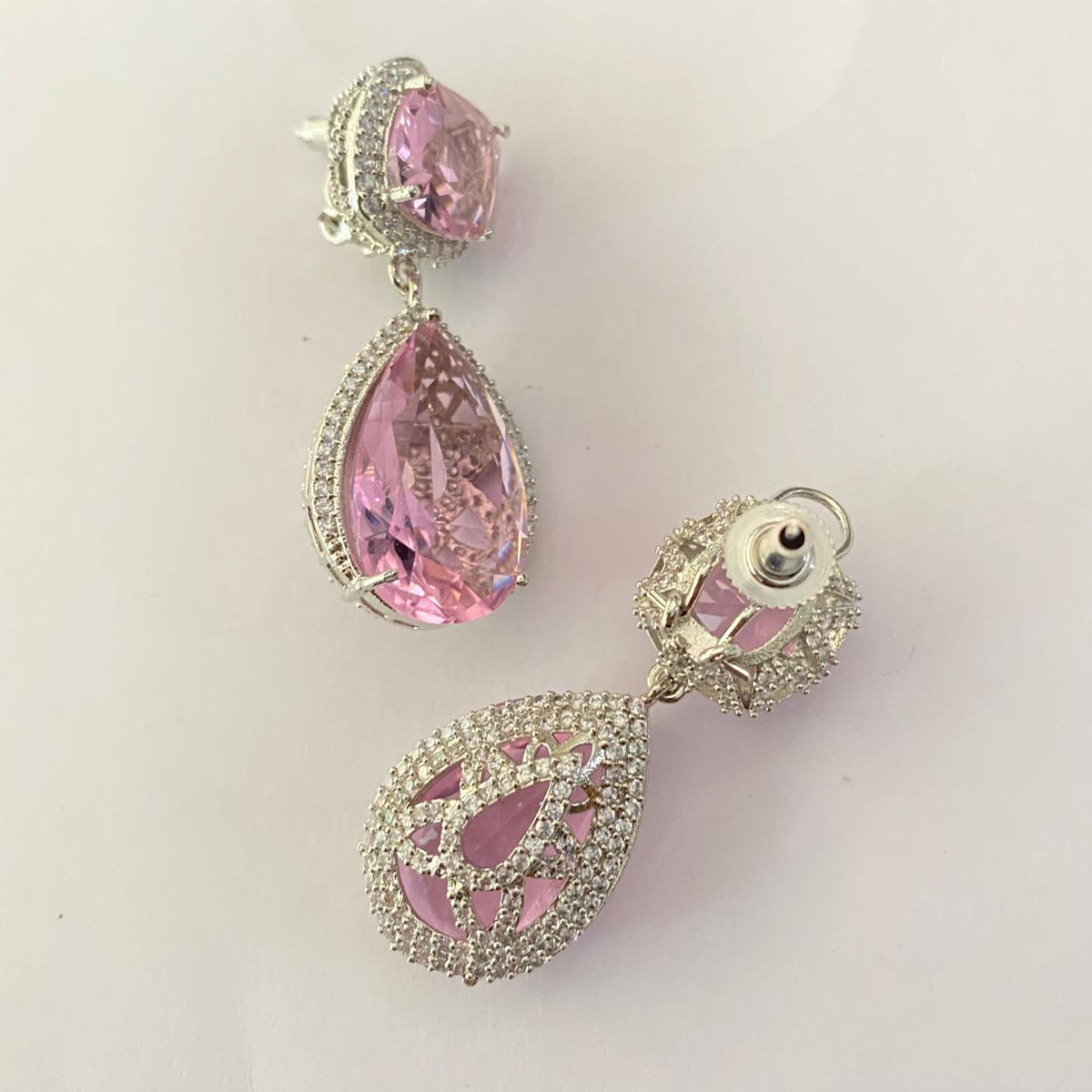 Rose Quatz Silver Plated Drop Earring
