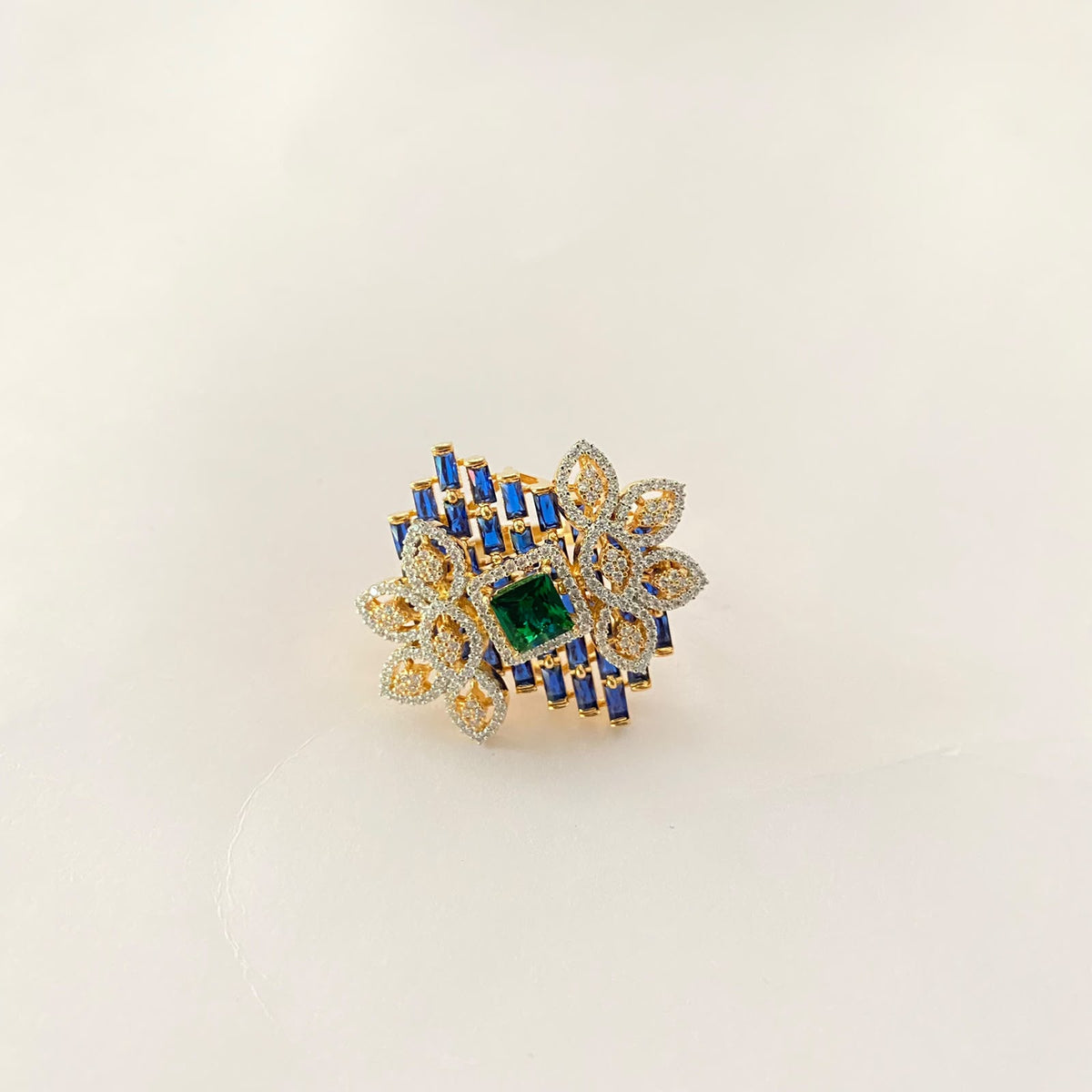 Gold Plated Blue Diamond Ring