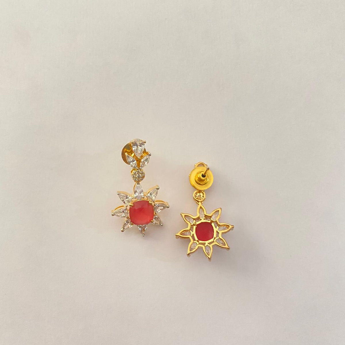 Ruby Gold Plated A.D Earring