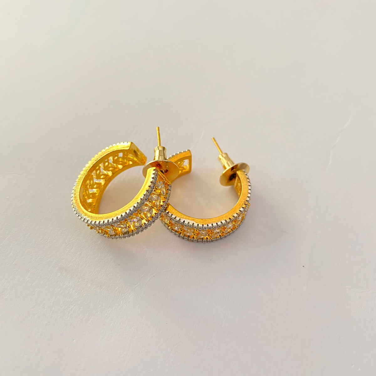Gold Plated Small Diamond Bali