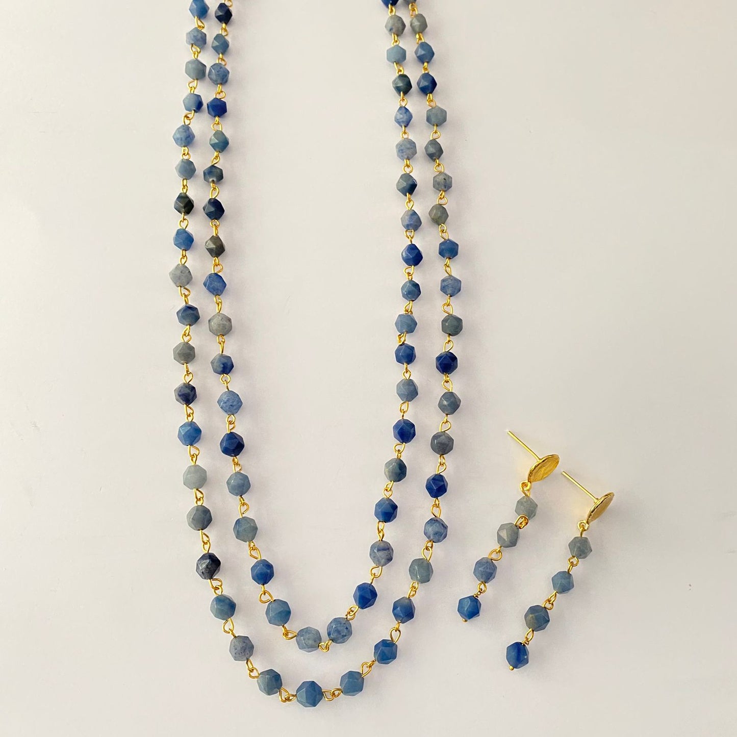 Double Line Blue Necklace Set