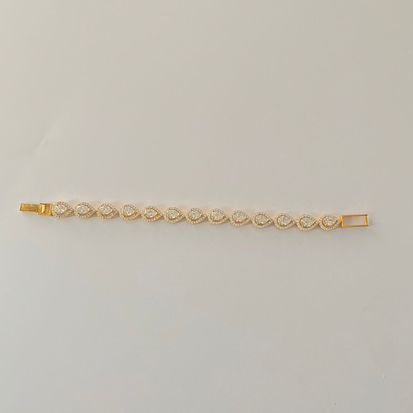Drop shape A.D Gold Plated Tennis Bracelet