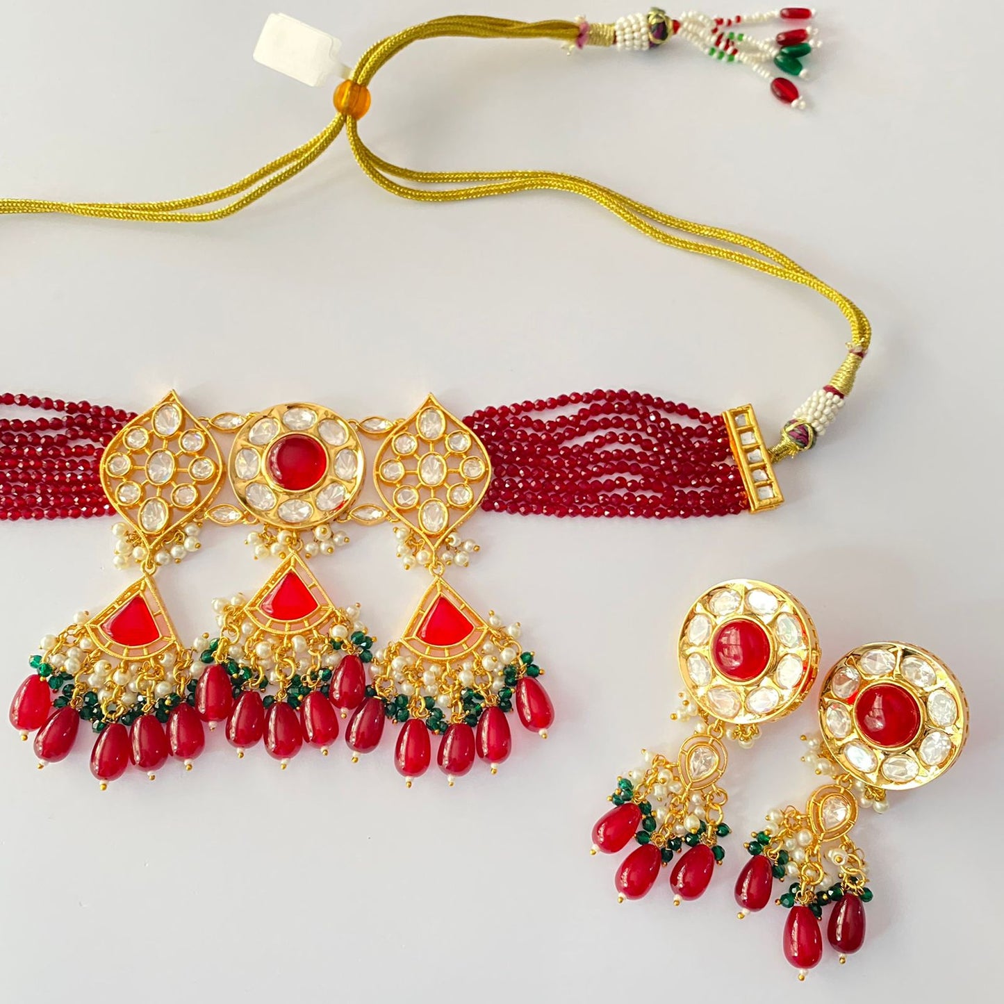 Ruby Beads Polki Choker Set