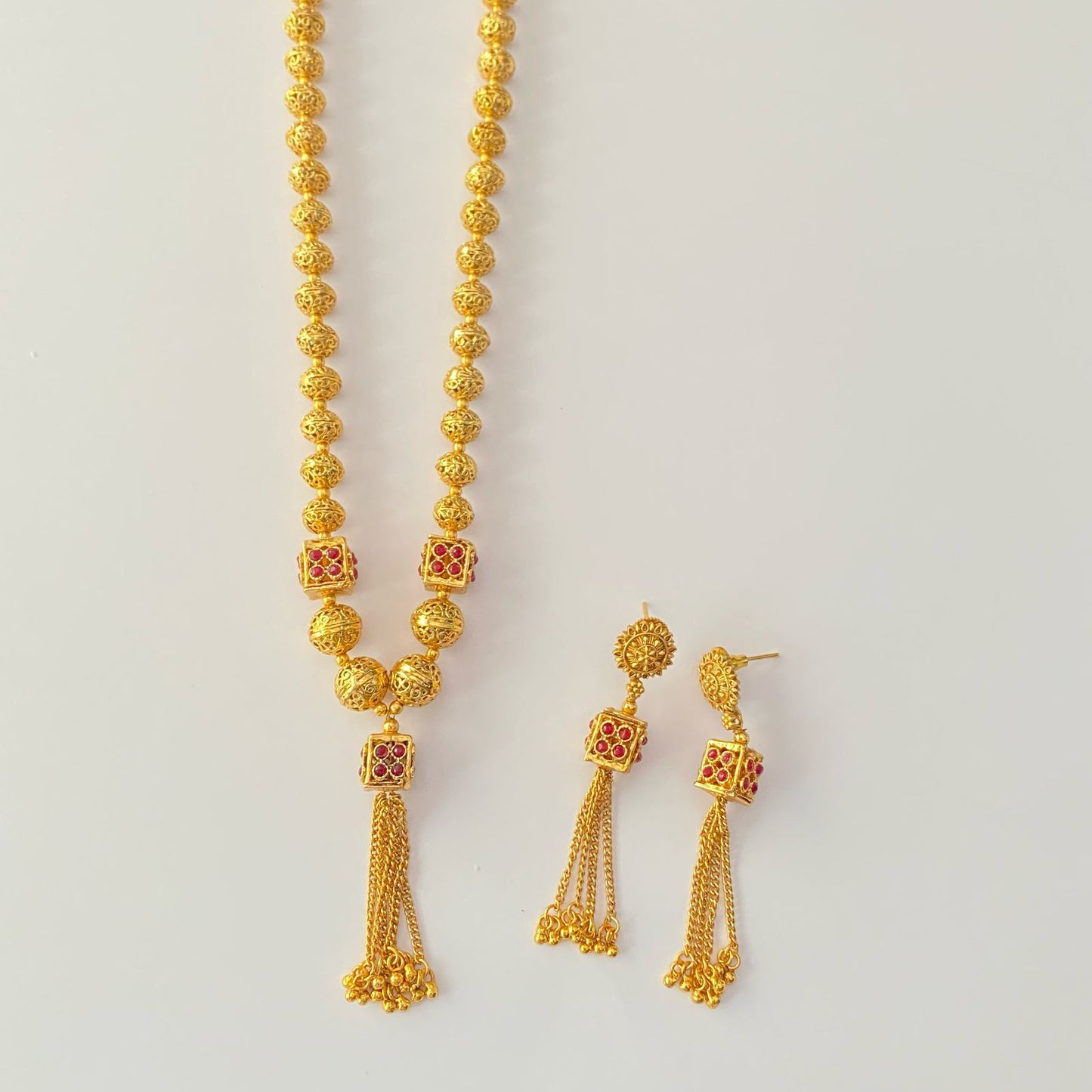 Gold Plated Long Necklace Set
