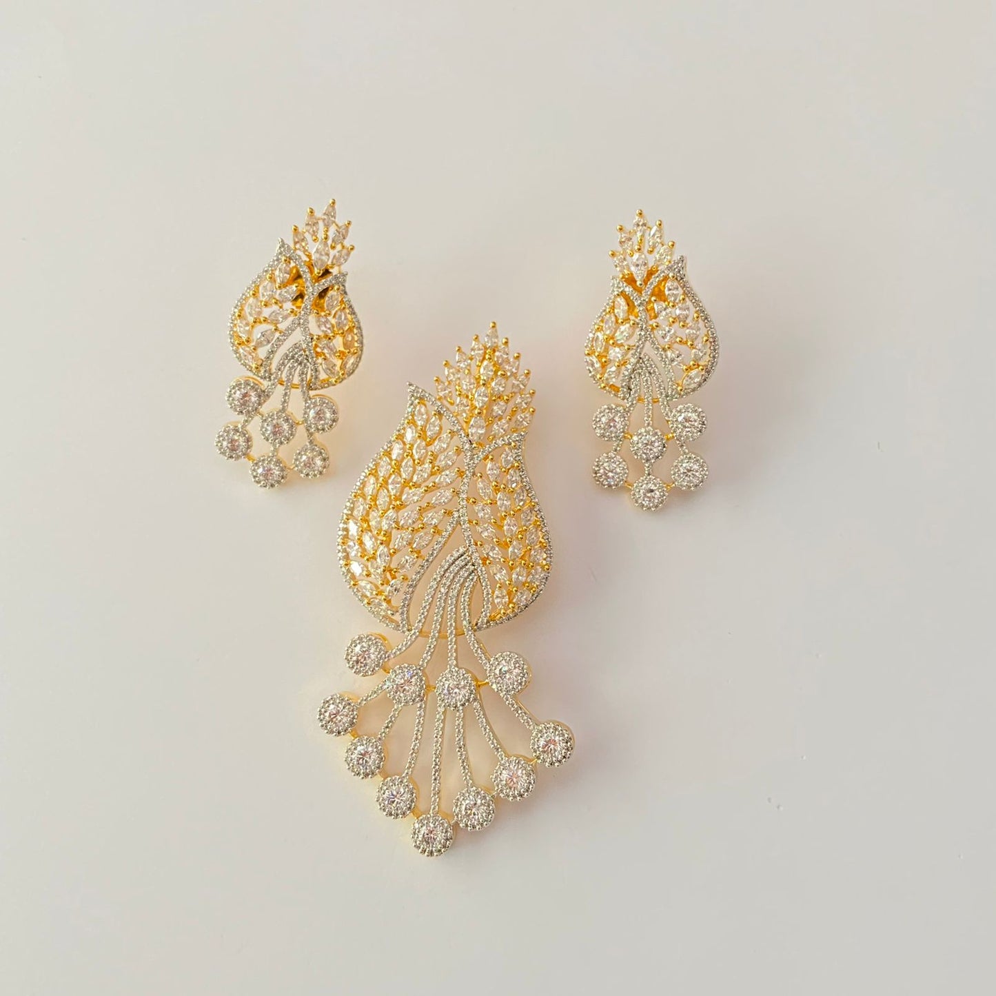 Classy A.D Gold Plated Stone Big Pendant
