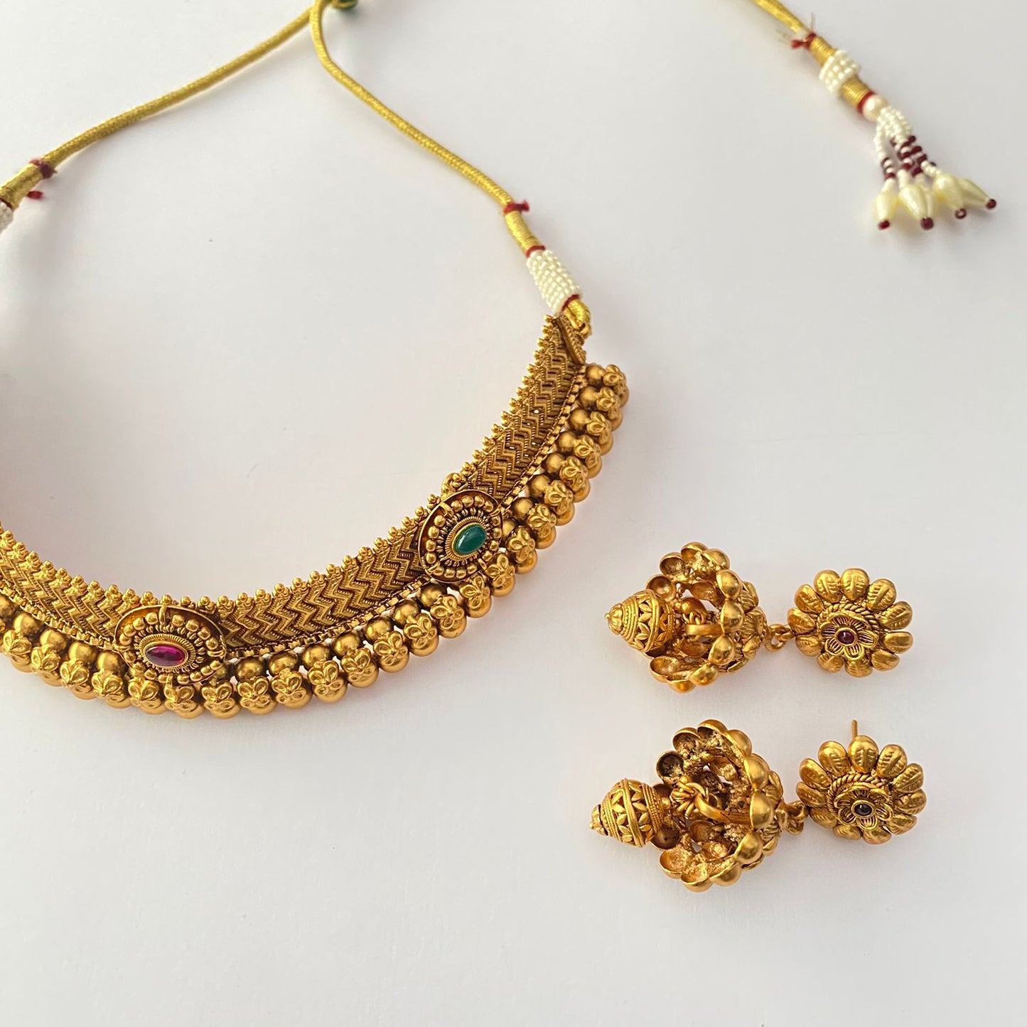 Gold Plated Temple Necklace Set