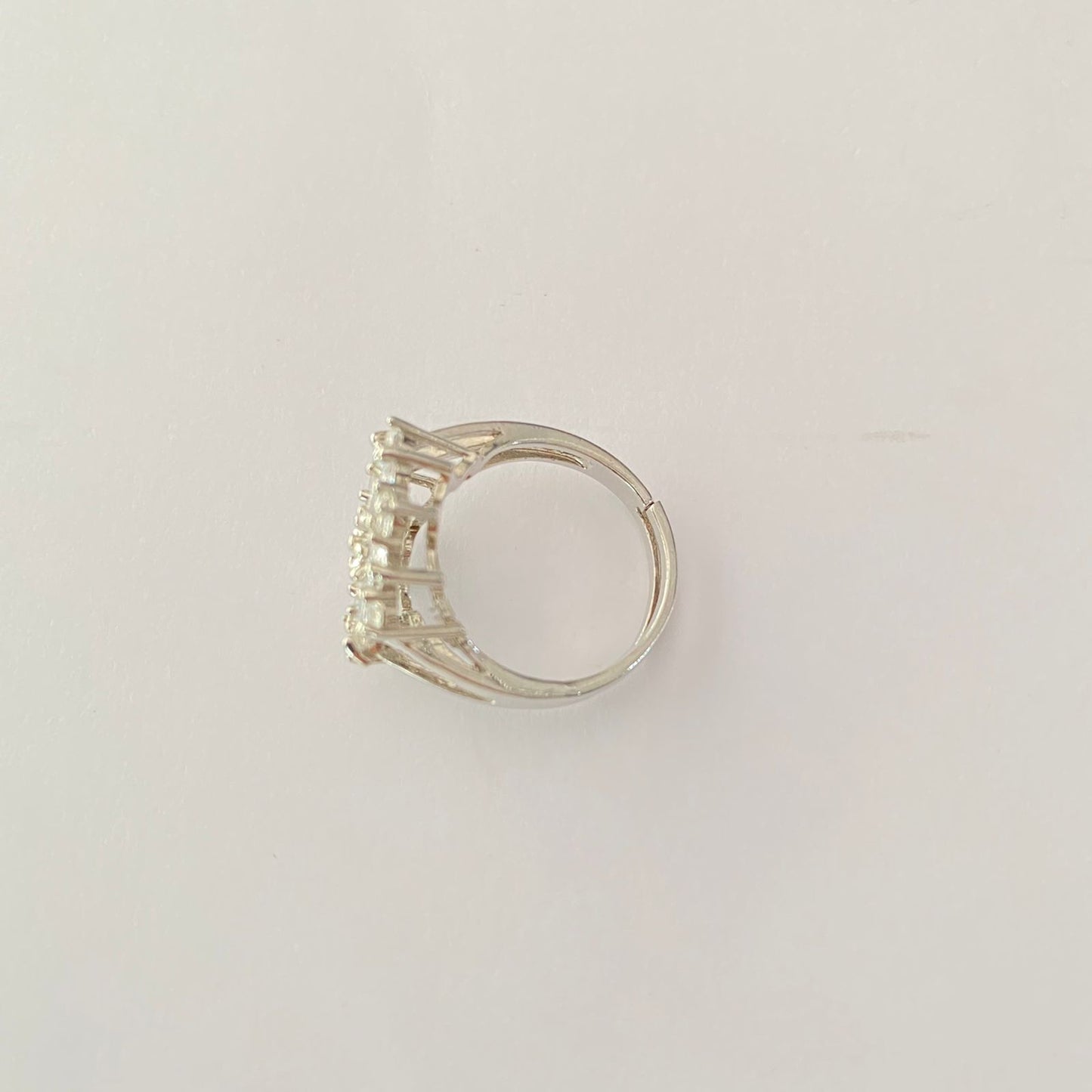 Silver Plated A.D Stone Adjustable Ring