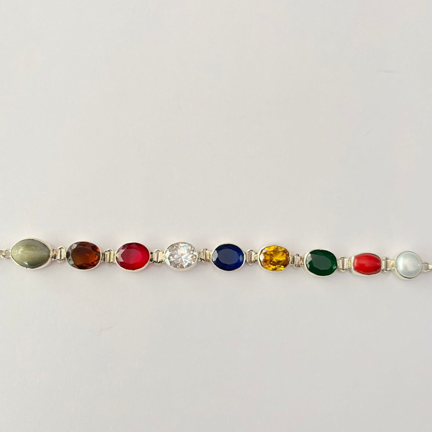 Pure Silver Navratna Bracelet Rakhi