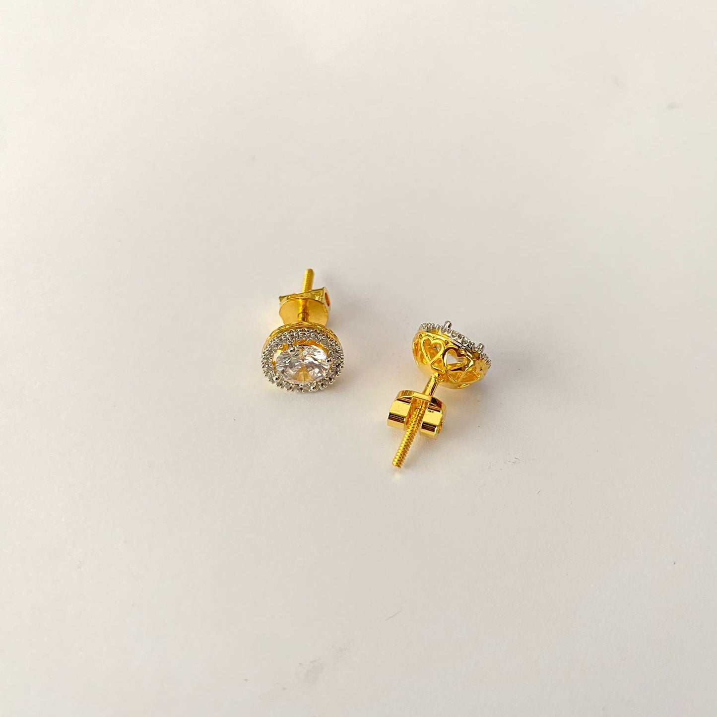 Gold Plated Diamond Screw Back Solitaire