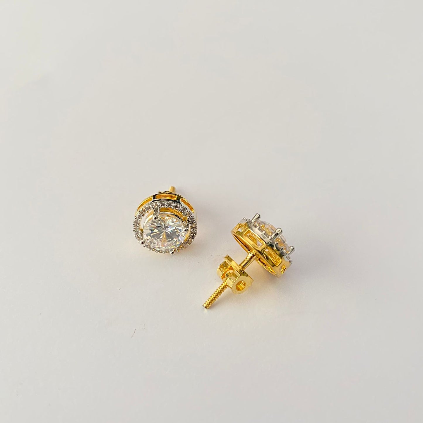 Gold Plated Round Solitaire Back Screw