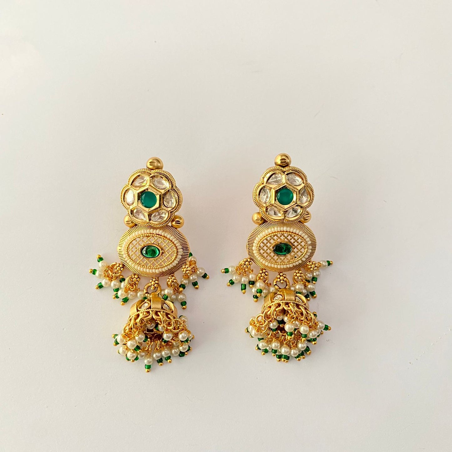 Gold Plated Drop Green Necklace Set