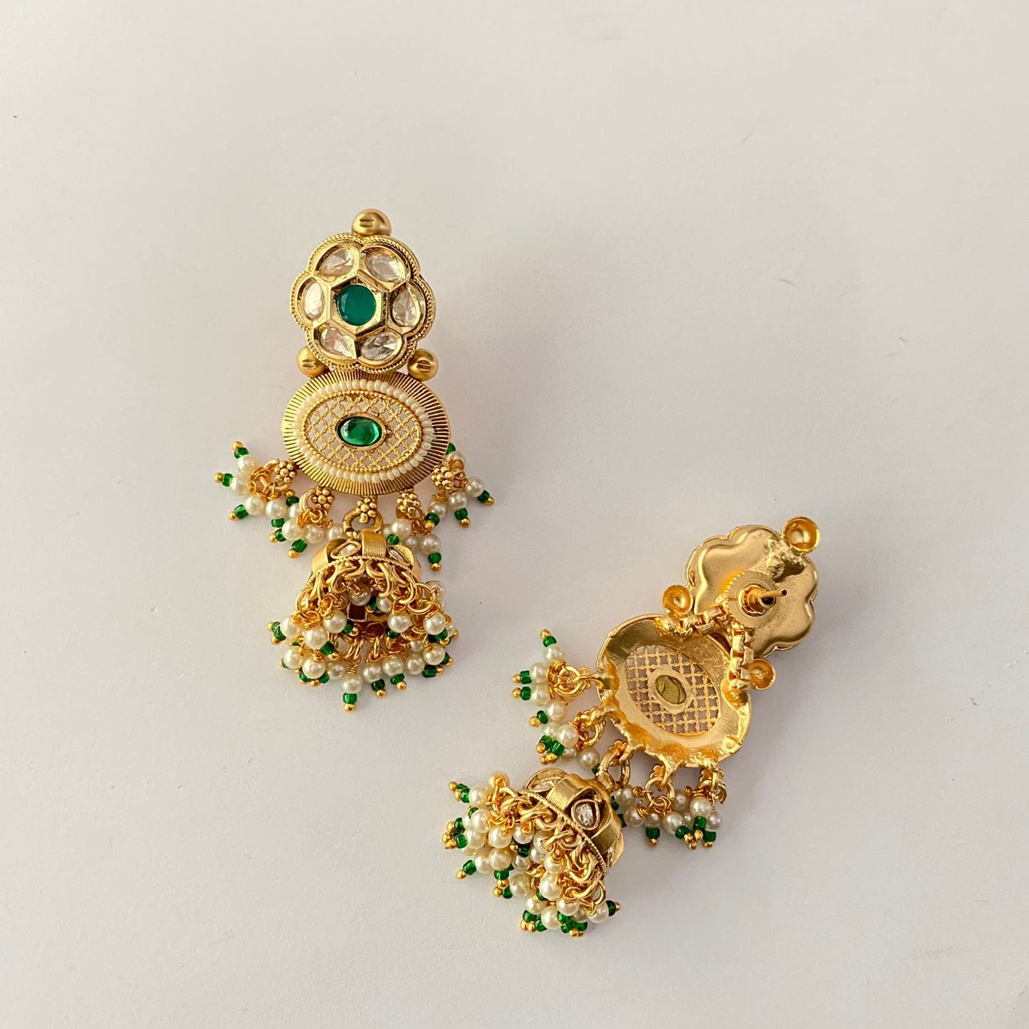 Gold Plated Drop Green Necklace Set