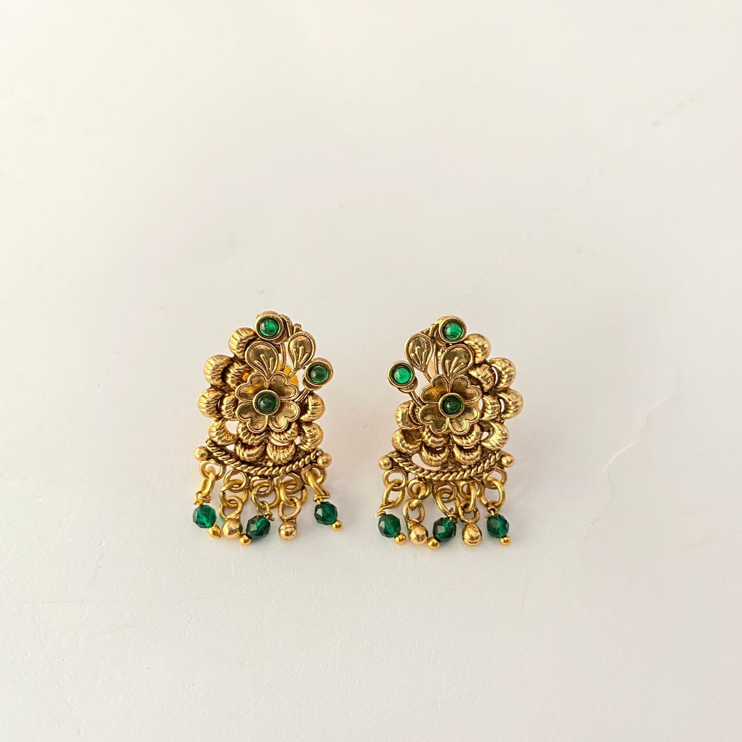 Gold Plated Green Temple Necklace Set