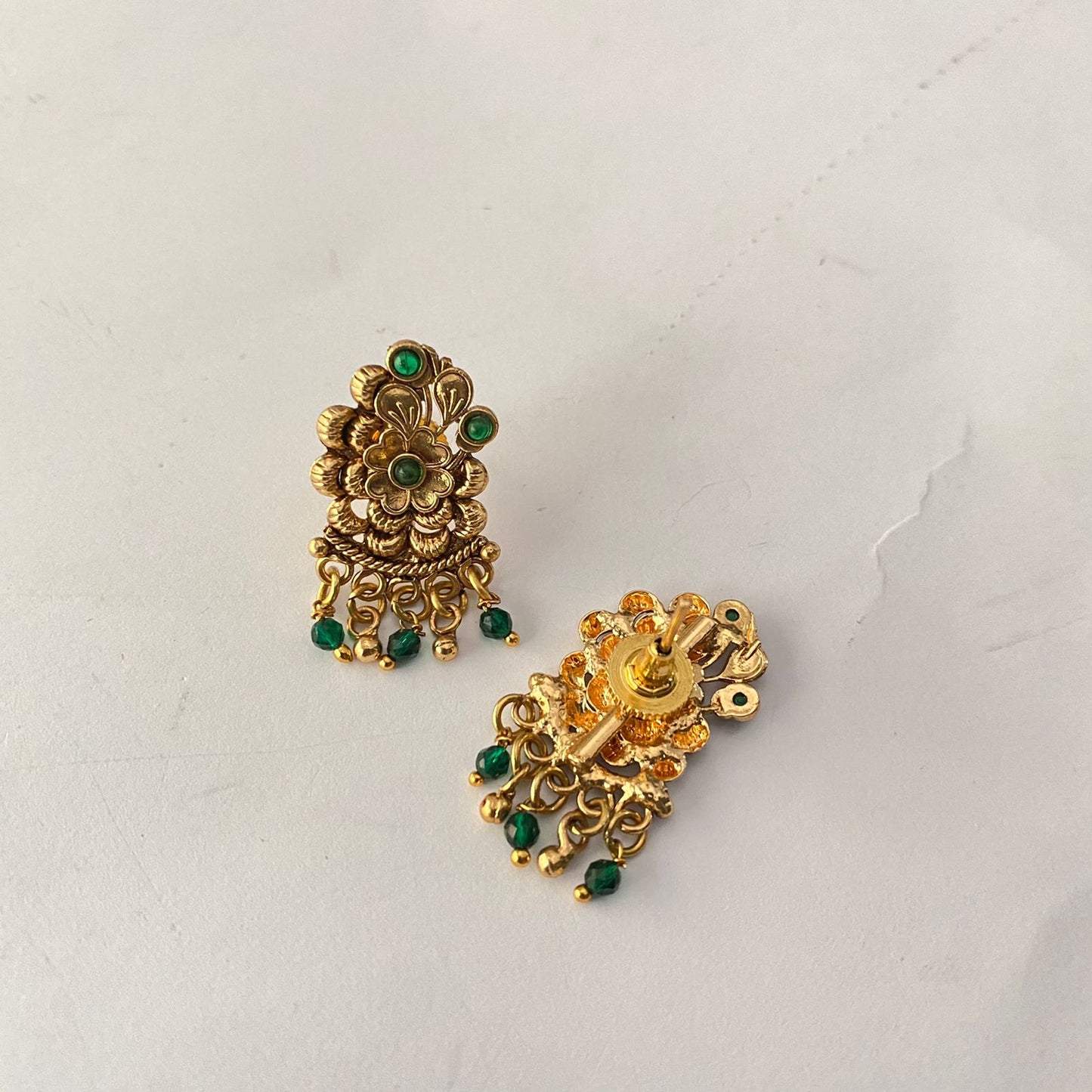 Gold Plated Green Temple Necklace Set