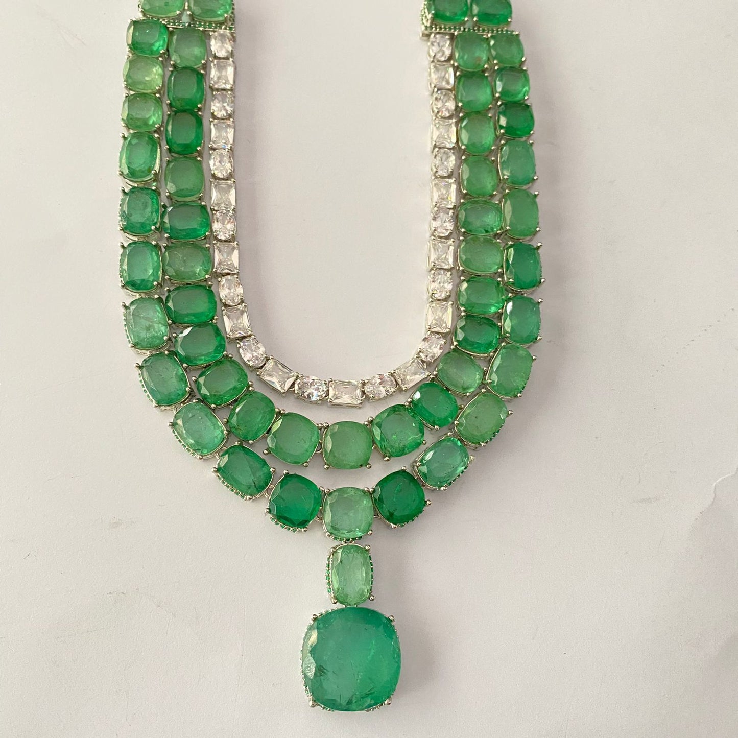 Silver Plated Aquamarine Stone Necklace