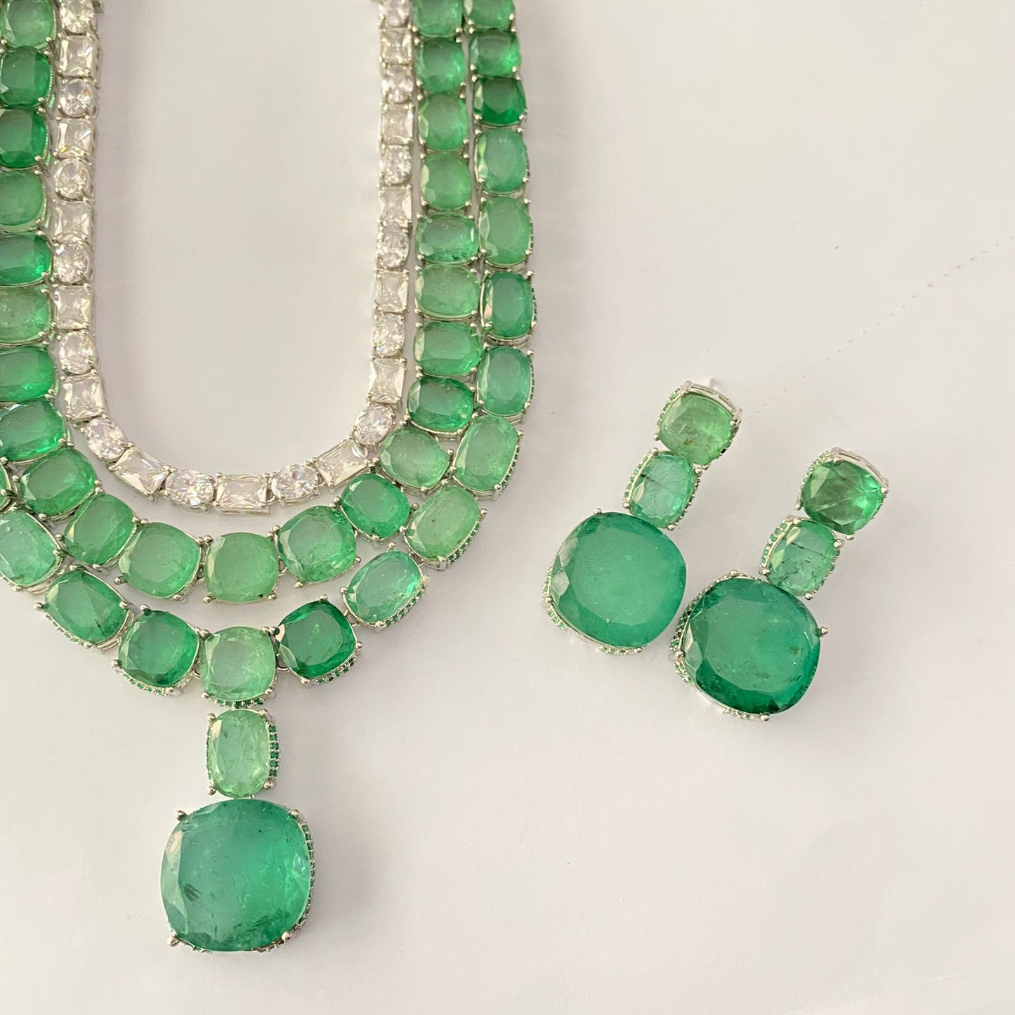 Silver Plated Aquamarine Stone Necklace