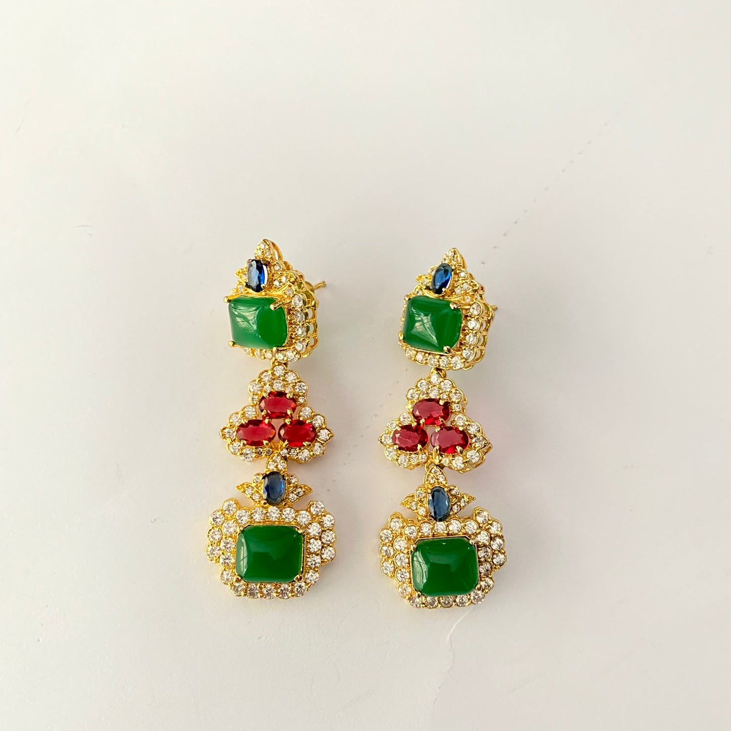 Gold Plated Green & Ruby Necklace Set