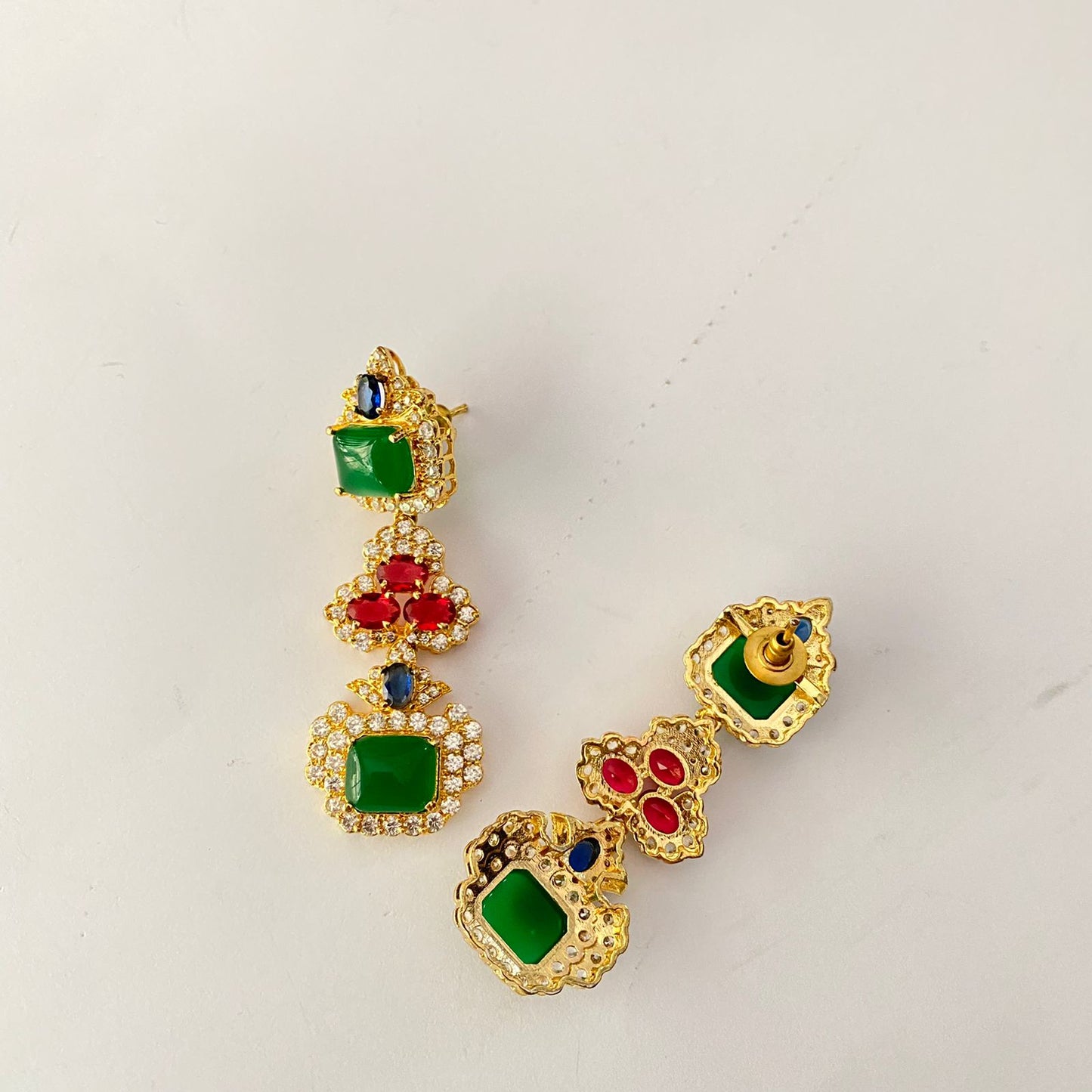 Gold Plated Green & Ruby Necklace Set