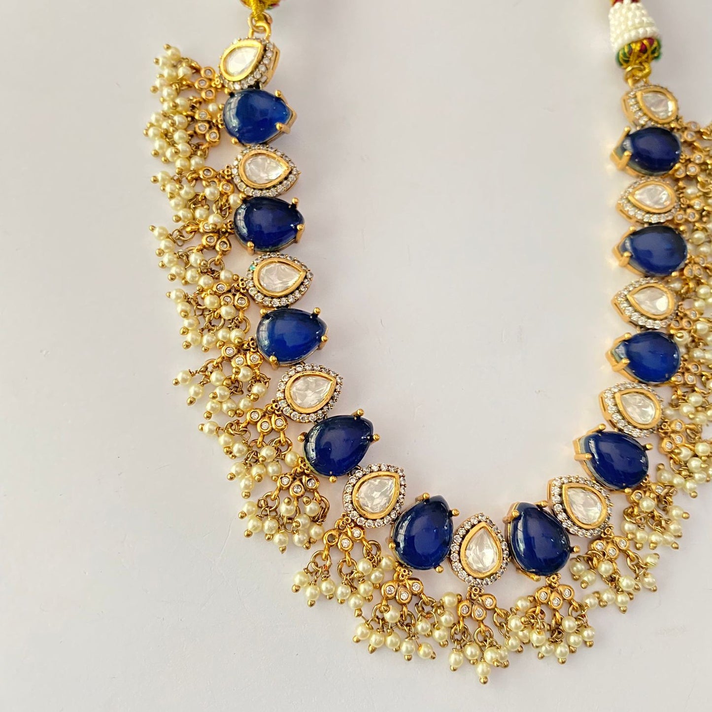 Antique Gold Plated Blue Kundan Earring
