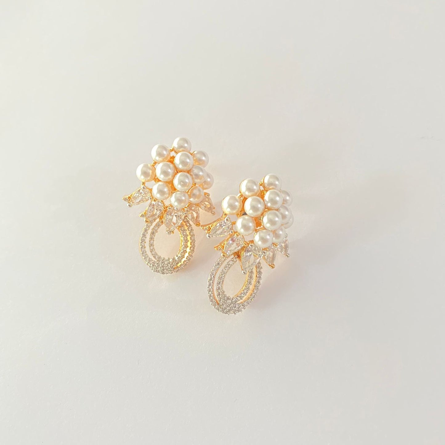 Pearl With Gold Plated A.D Stone Western Earring
