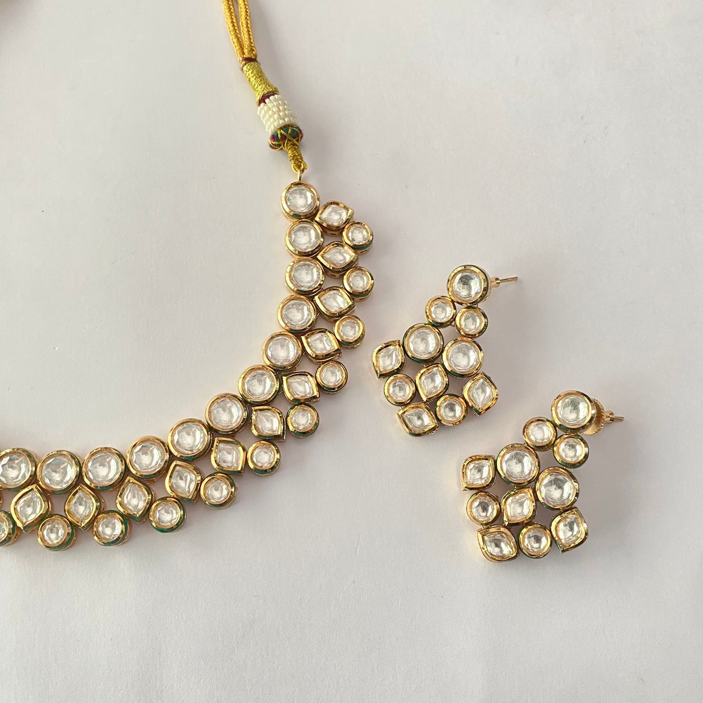 Gold Plated Kundan Necklace Set.